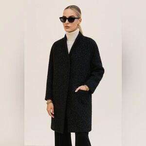 Eileen Fisher Furry Suri Alpaca Black Cocoon Coat Size Medium Fisher Project